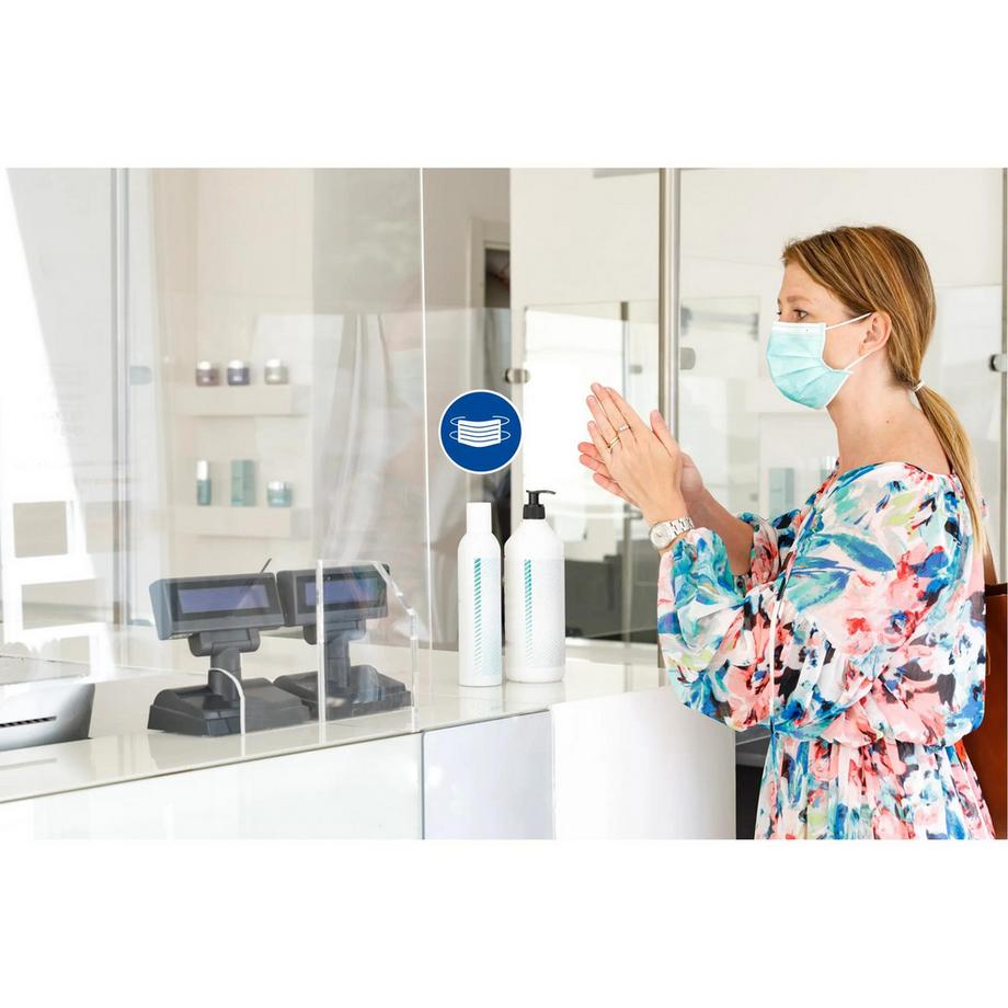 Exacompta Cartello adesivo rotondo diametro 20cm MASCHERINA OBBLIGATORIA  