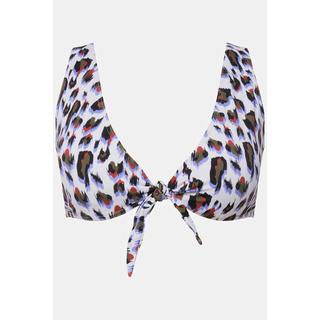 Studio Untold  Top del bikini con nodi, coppe morbide e design leopardato colorato 