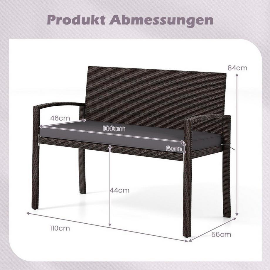 Northix Rattanbank für den Außenbereich, 2-Sitzer  