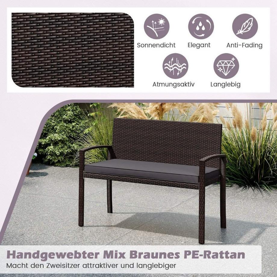 Northix Rattanbank für den Außenbereich, 2-Sitzer  