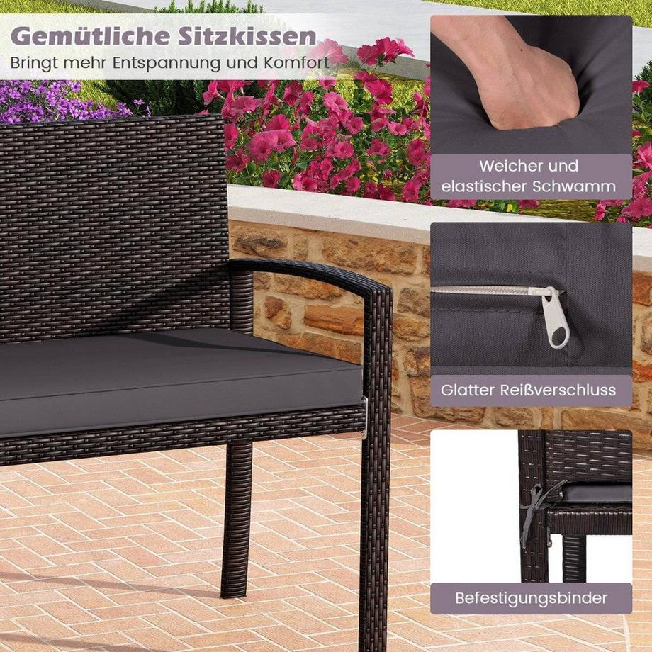 Northix Rattanbank für den Außenbereich, 2-Sitzer  