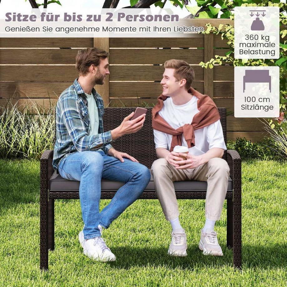 Northix Rattanbank für den Außenbereich, 2-Sitzer  