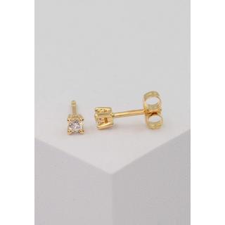 MUAU Schmuck  Clous d'oreilles solitaires 4 poignées en or jaune 750 diamants 0,15ct. 3,5mm 