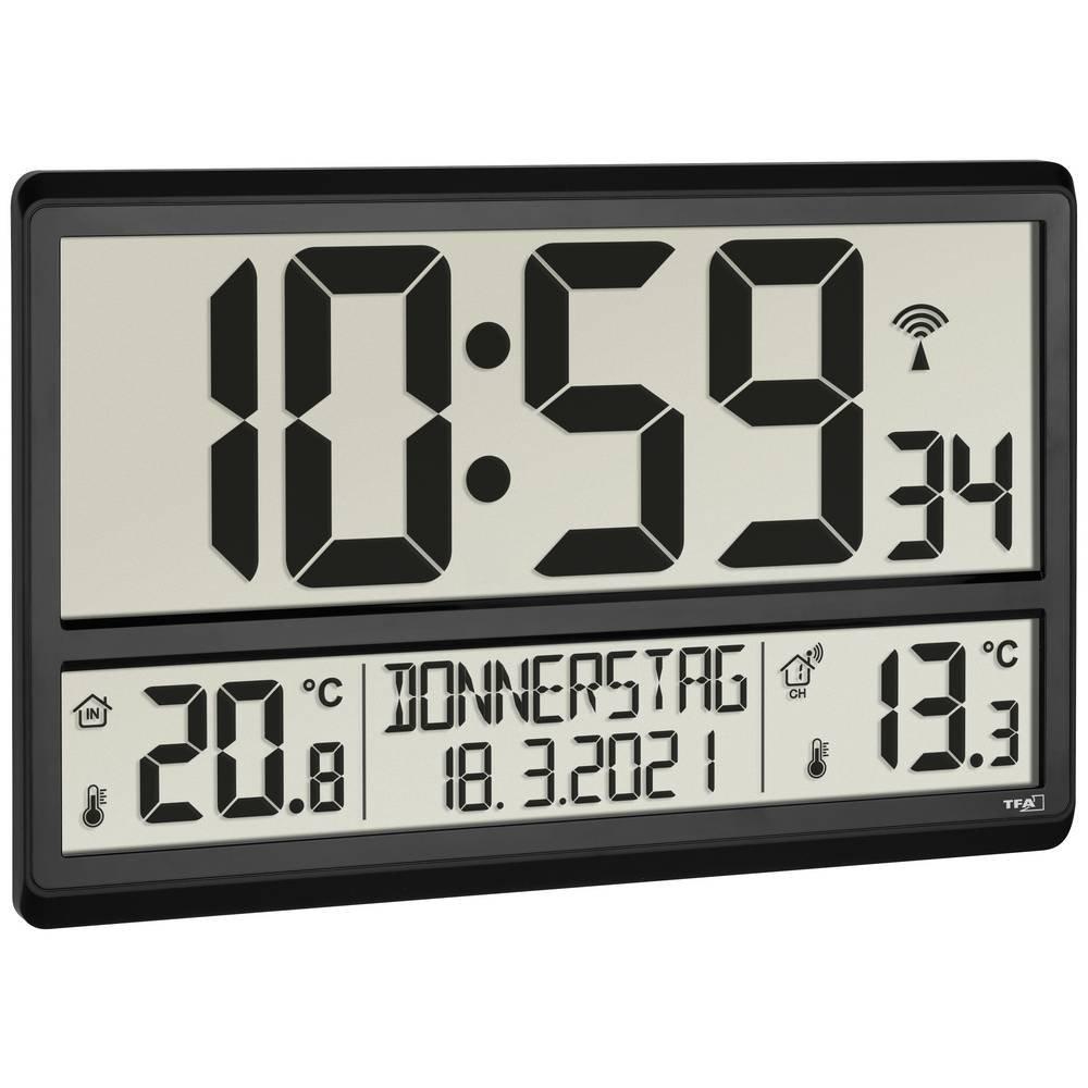 TFA Dostmann Horloge radiopilotée XL avec température extérieure et intérieure  