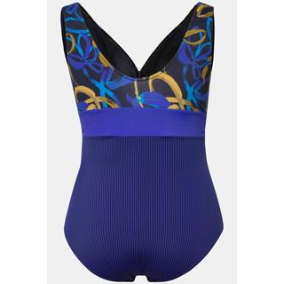 Ulla Popken  Maillot de bain, imprimé abstrait, rayures, bonnets souples 