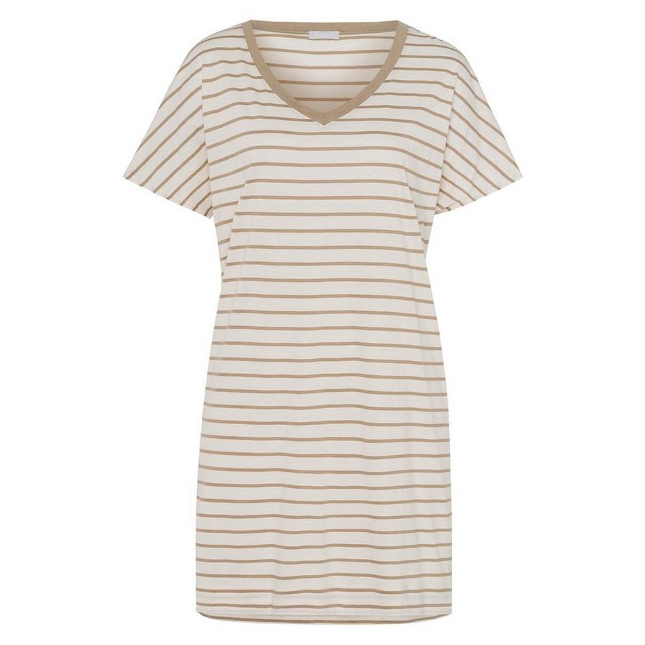 HANRO Laura Gestreiftes V-Ausschnitt Nachthemd  