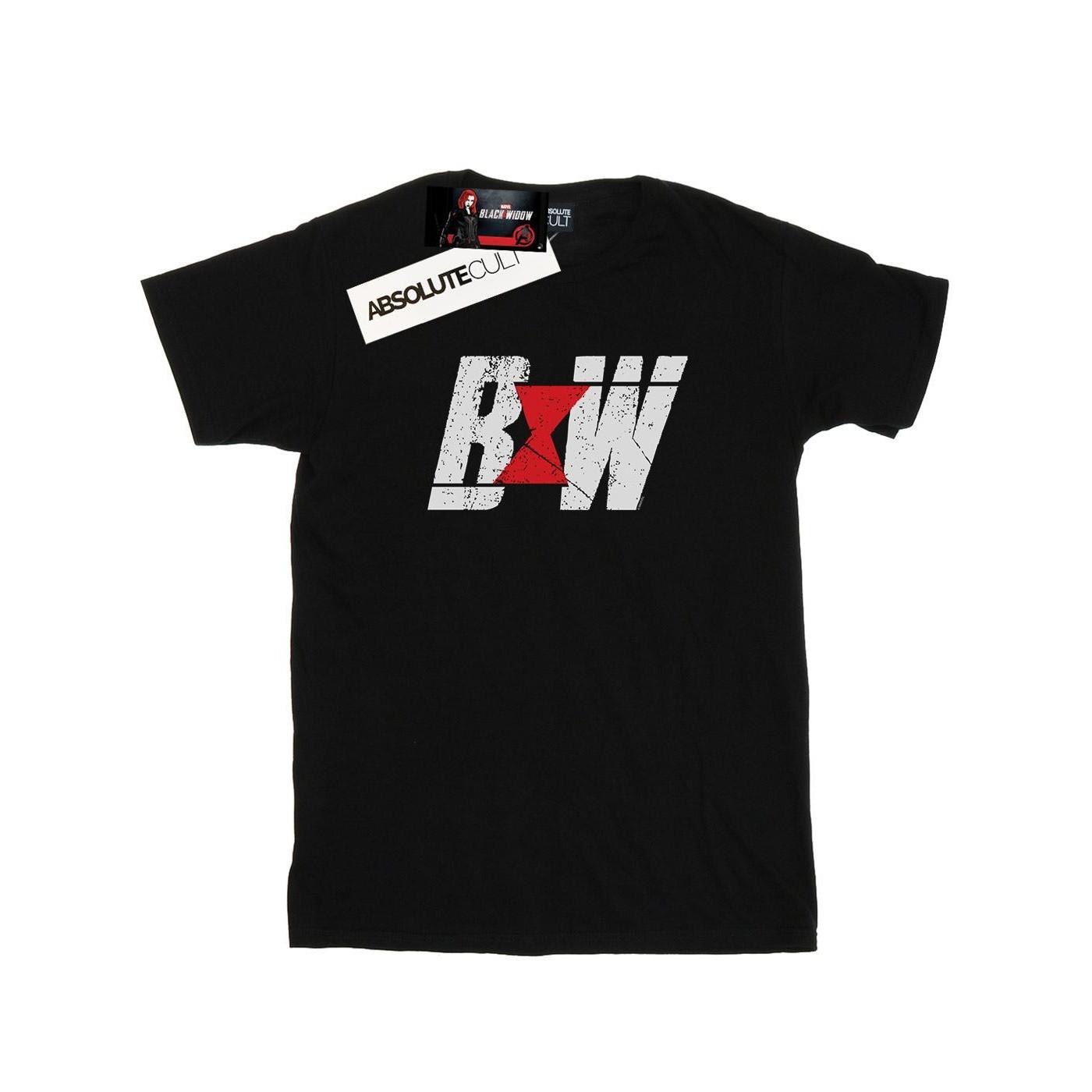 Image of Black Widow Movie Initial Logo Tshirt Herren Schwarz L