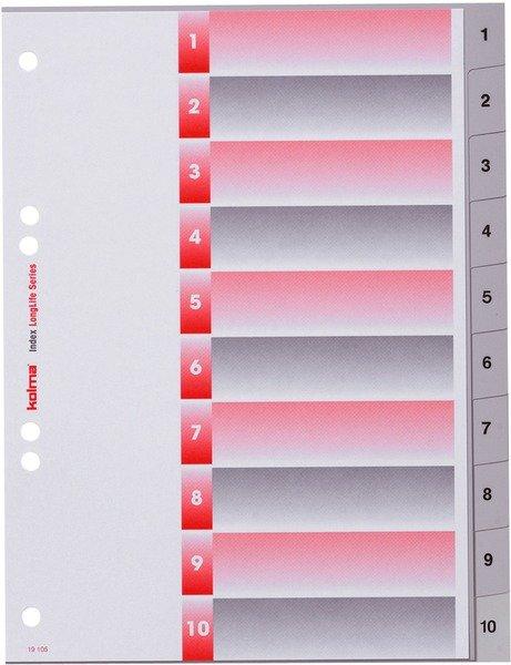 Kolma  KOLMA Register LongLife grau A5 19.105.20 grau, 1-10 , 2 + 4 Loch 