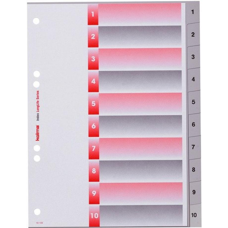 Kolma  KOLMA Register LongLife grau A5 19.105.20 grau, 1-10 , 2 + 4 Loch 