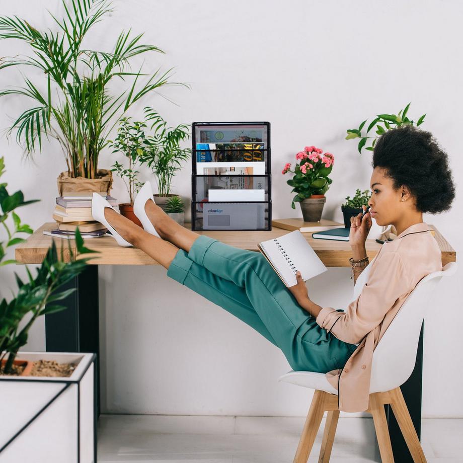 B2X Porte-revues en métal à 4 compartiments  