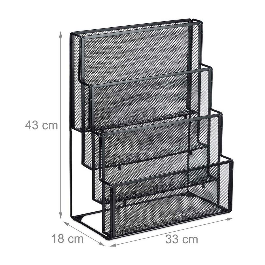 B2X Porte-revues en métal à 4 compartiments  