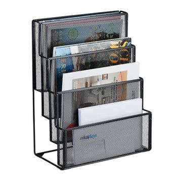 Porte-revues en métal à 4 compartiments