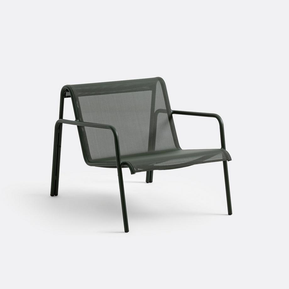 Niedriger Gartensessel aus Aluminium und Textilene Lysa