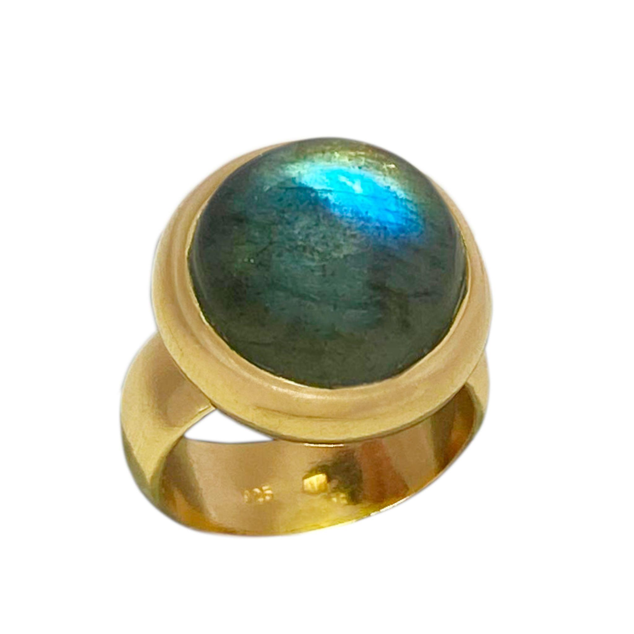 Steinkult  Bague en argent sterling, plaqué or "Labradorite" 