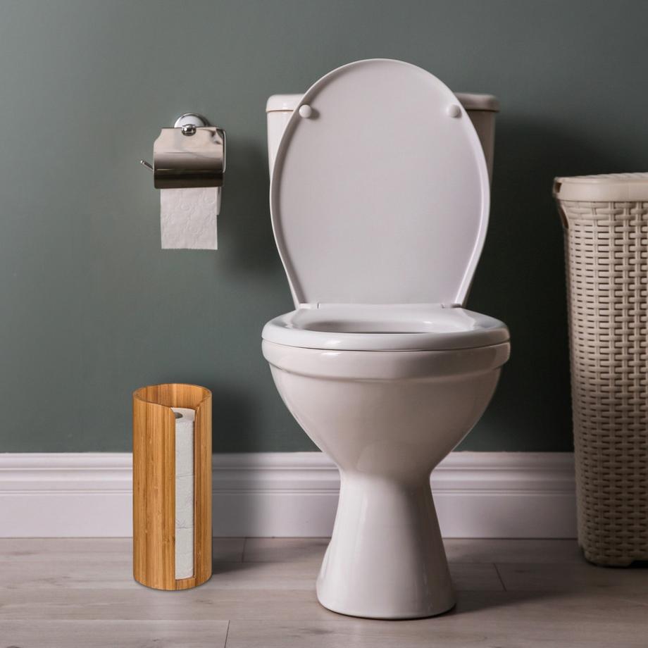 B2X Rangement de rouleaux de papier toilette en bambou  