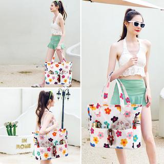Only-bags.store Große florale wasserdichte Strandtasche mit Reißverschluss  
