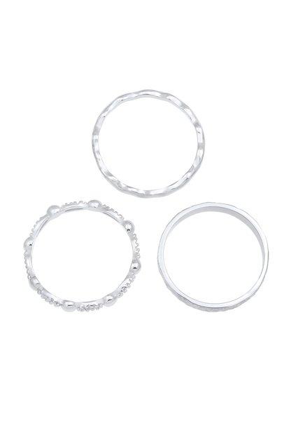 Elli  Ring 3Er Set Wellen Kugel Bandring 