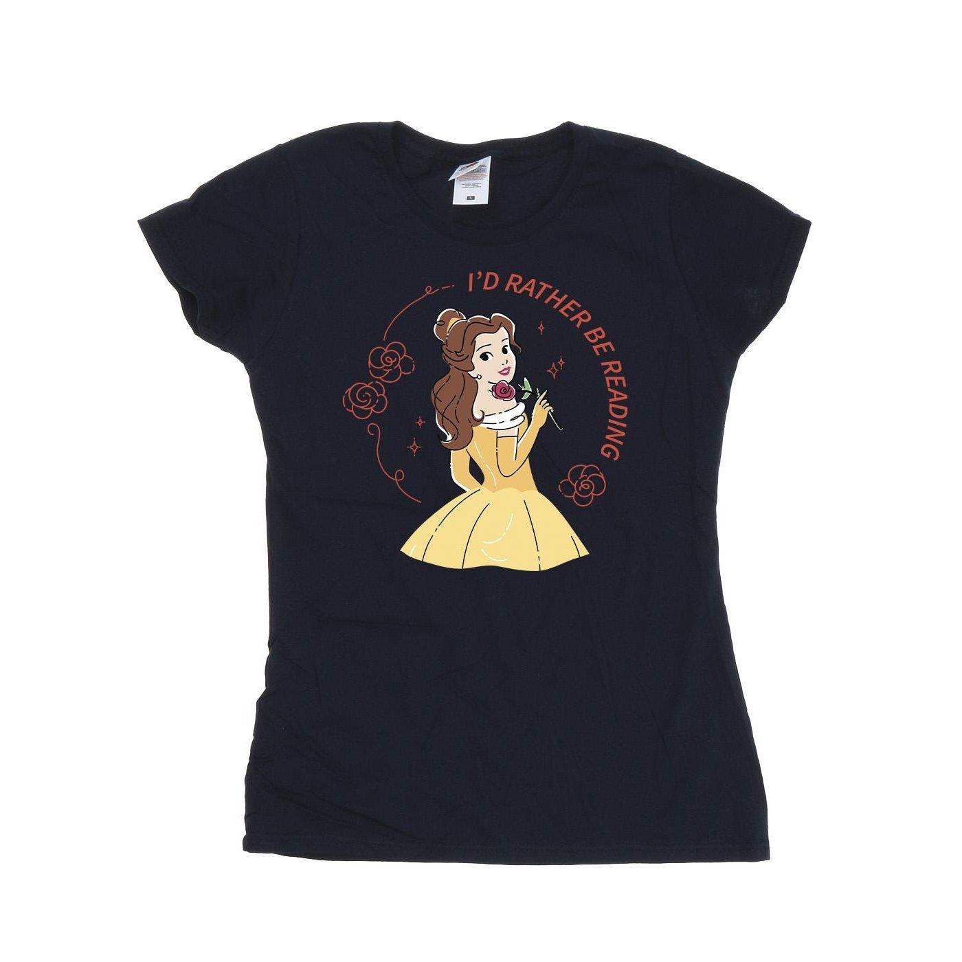 Image of Beauty And The Beast I'd Rather Be Reading Tshirt Damen Marine M