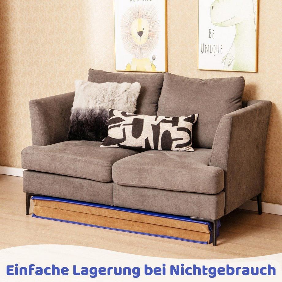 Northix  Trave di equilibrio per bambini da 240 cm con maniglia per il trasporto e amp; Copertura in pelle scamosciata pieghevole trave di bilanciamento blu 