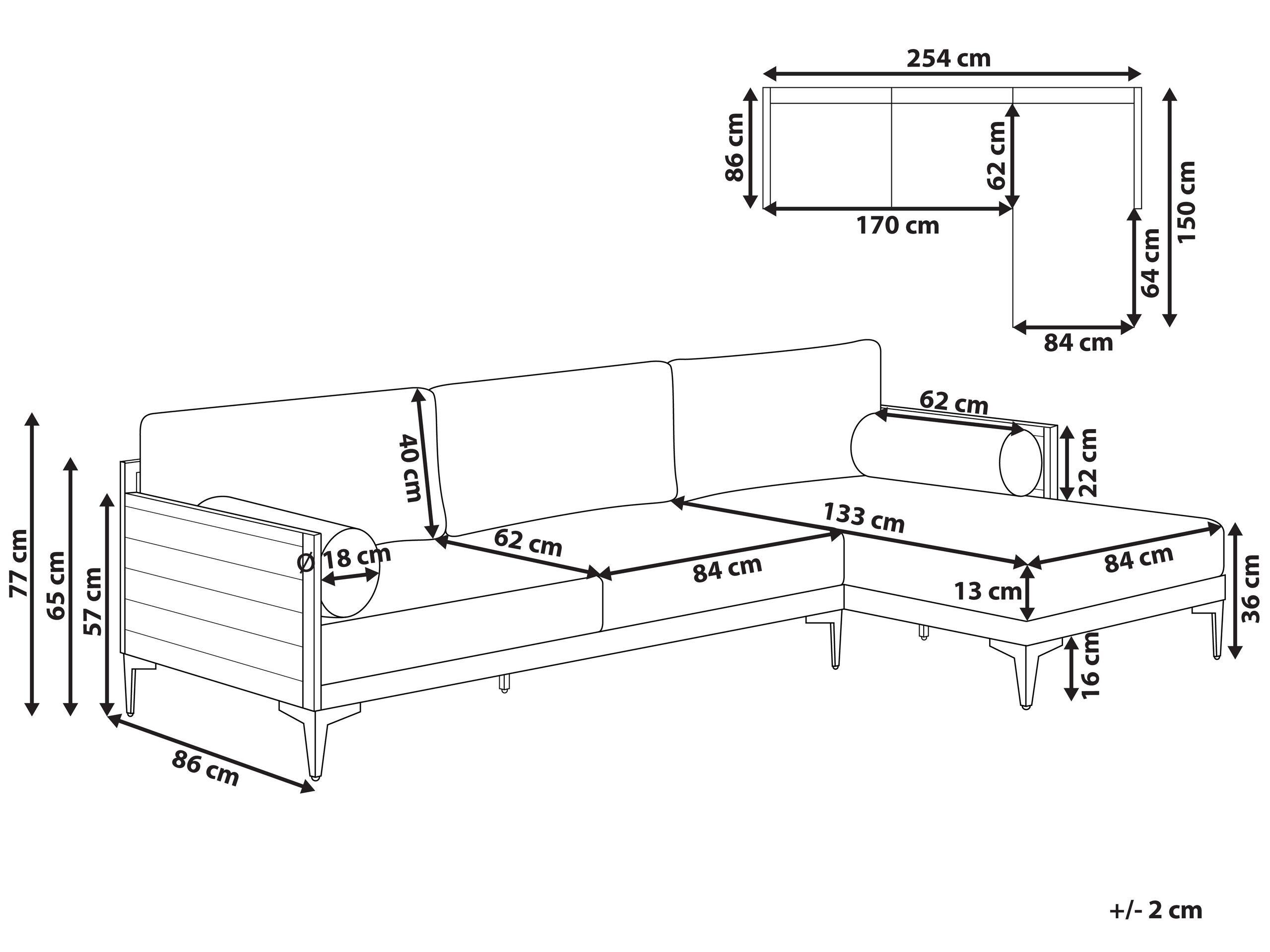 Beliani Canapé d'angle en Bois d'acacia certifié FSC® Moderne CAVEZZO  