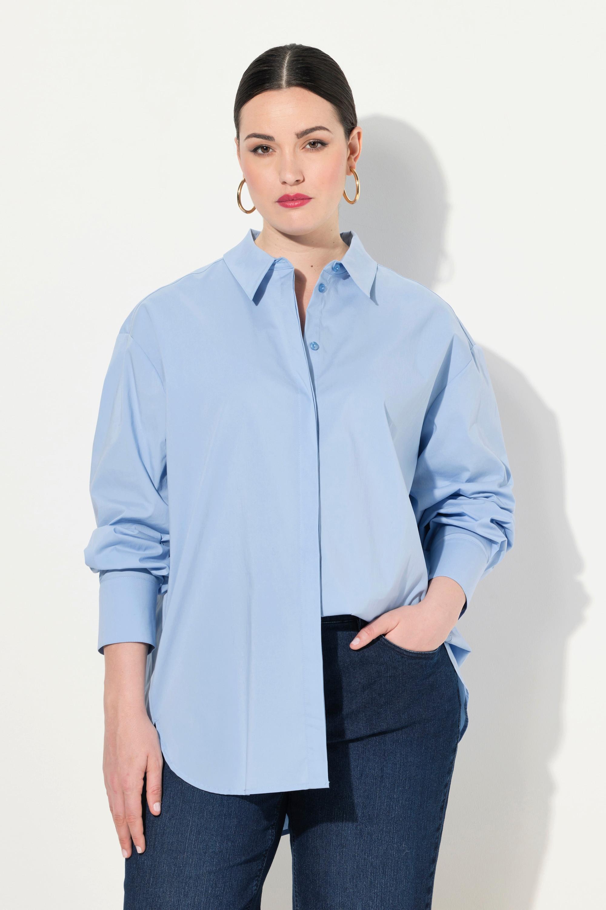 Ulla Popken  Chemisier oversize à manches longues et boutons en nacre 