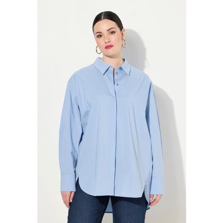 Ulla Popken  Hemdbluse, Perlmuttknöpfe, Oversized, Hemdkragen, Langarm 