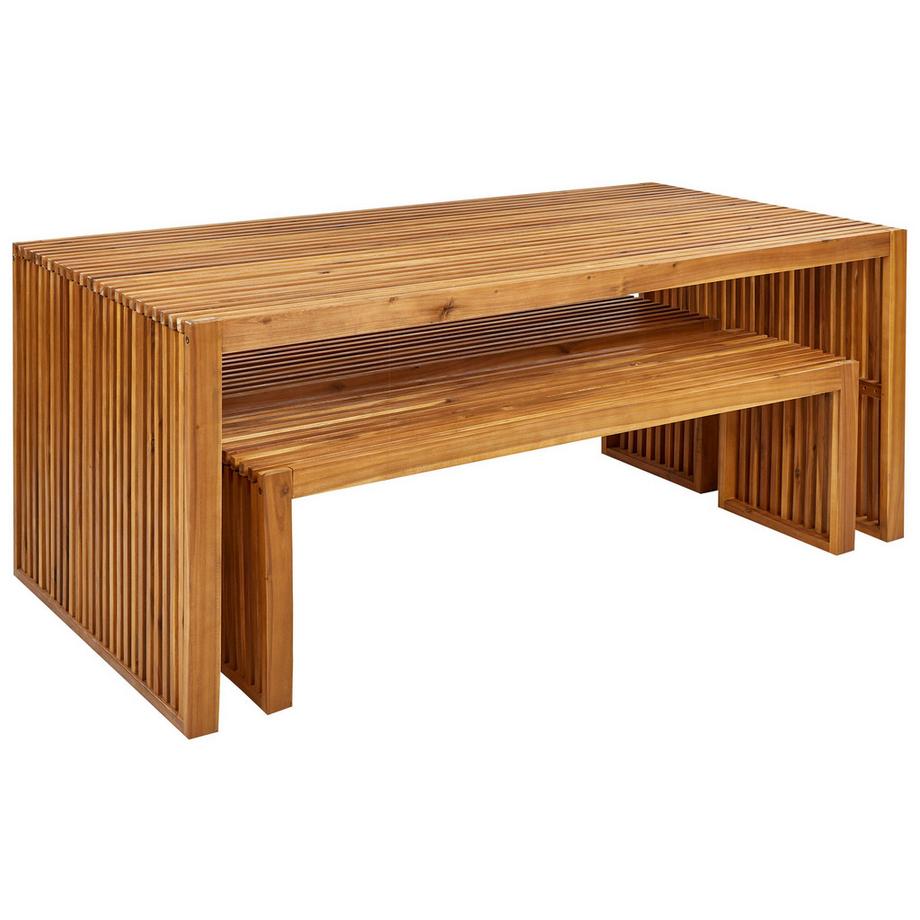Beliani Table avec banc en Acacia Moderne SULZANO  