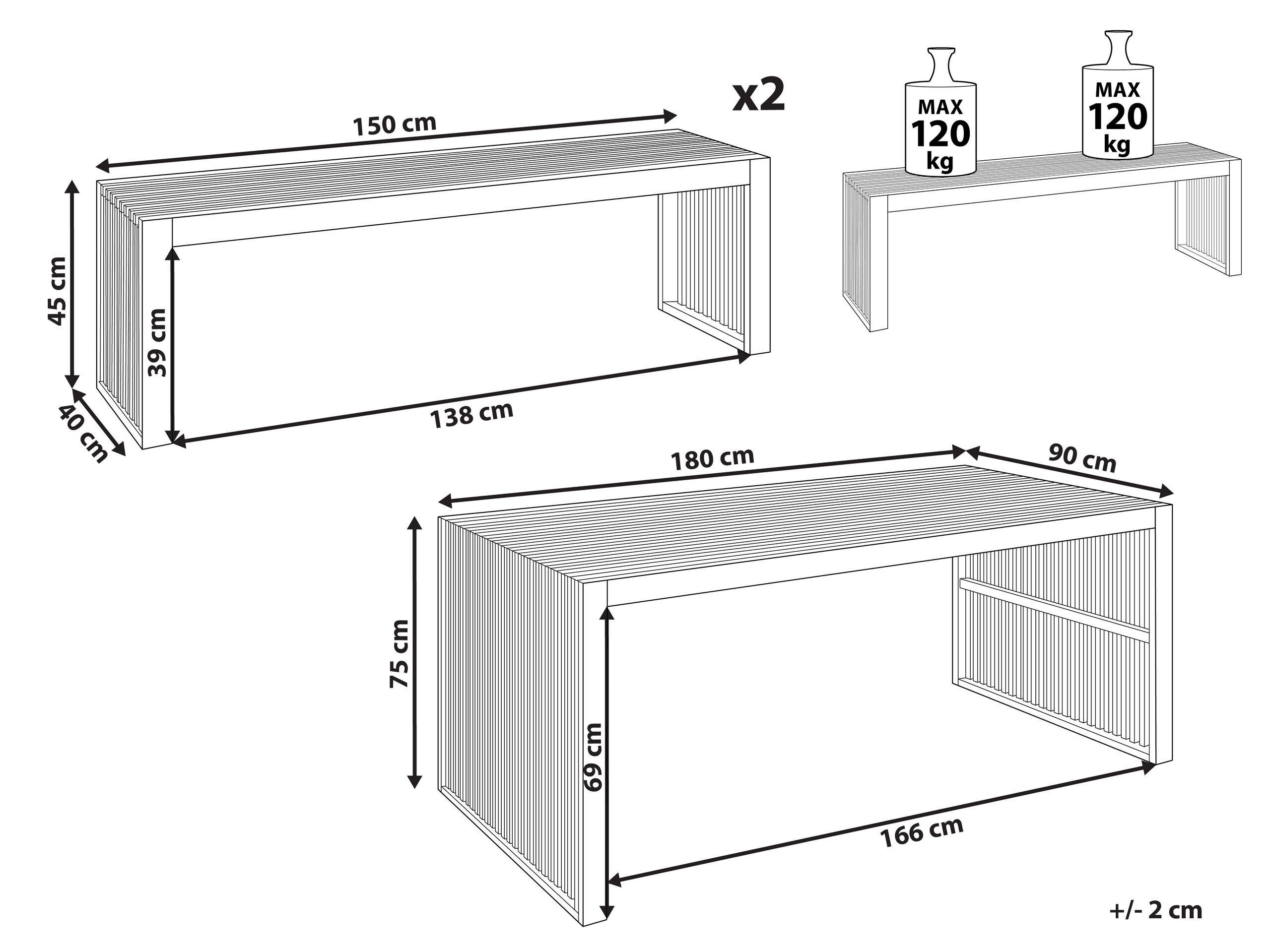 Beliani Table avec banc en Acacia Moderne SULZANO  