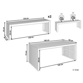 Beliani Table avec banc en Acacia Moderne SULZANO  