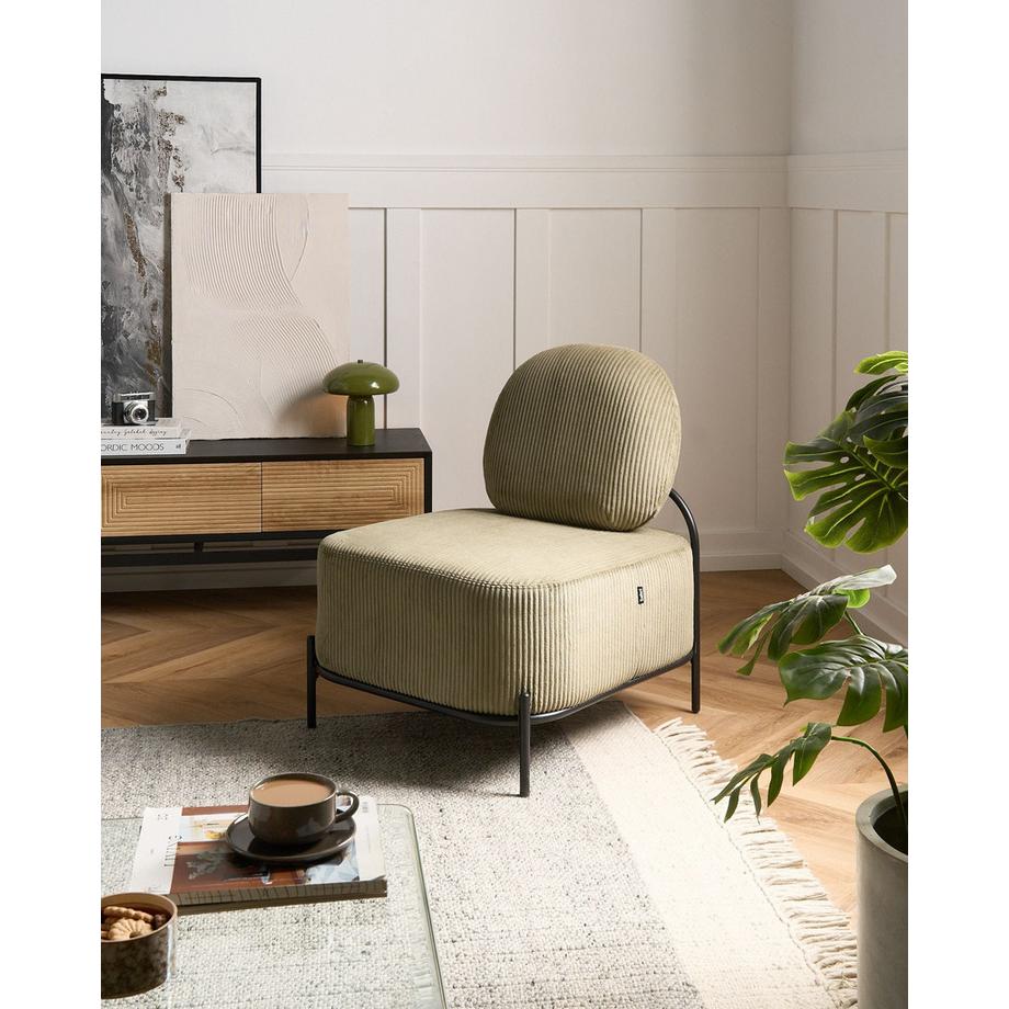 Beliani Fauteuil en Velours côtelé  LUNDE  
