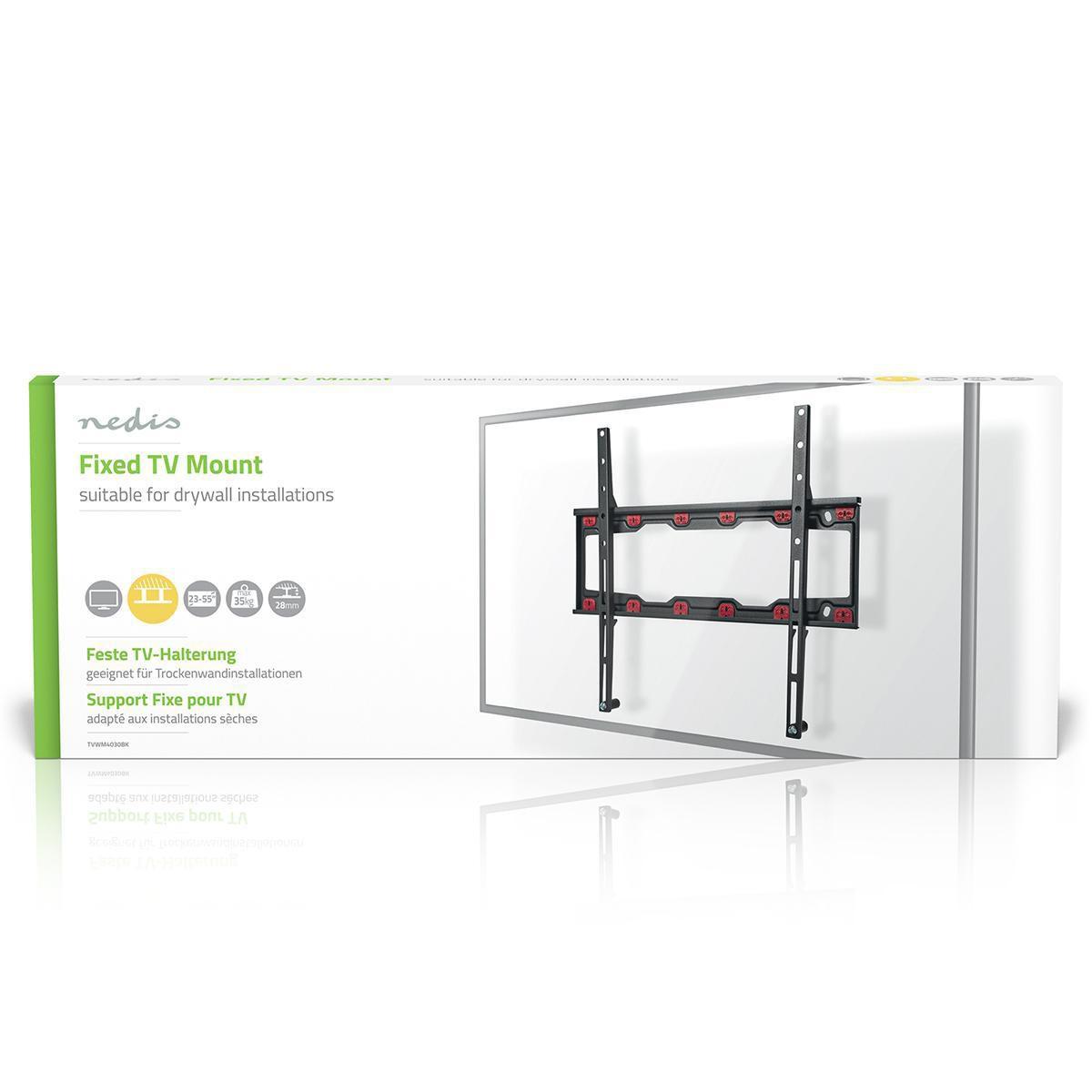 Nedis  Support mural fixe pour TV | 23-55 " | Poids maximal de l'écran supporté : 35 kg | Distance minimale au mur : 28 mm | Acier | Noir 