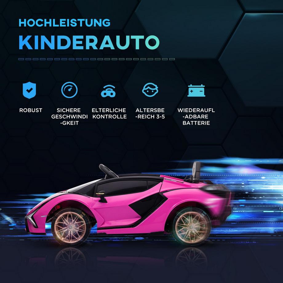 Northio  Kinderauto elektro SUV mit 3-Gang, Sicherheitsgurte, Fernbedienung, Musik(MP3/USB) Licht, für 37-60 Monate, Belastbarkeit 25kg, Pink 