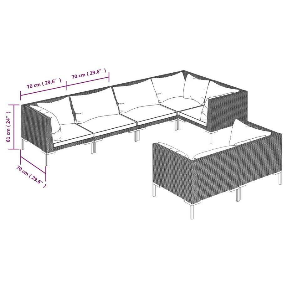 VidaXL Salon de jardin rotin synthétique  