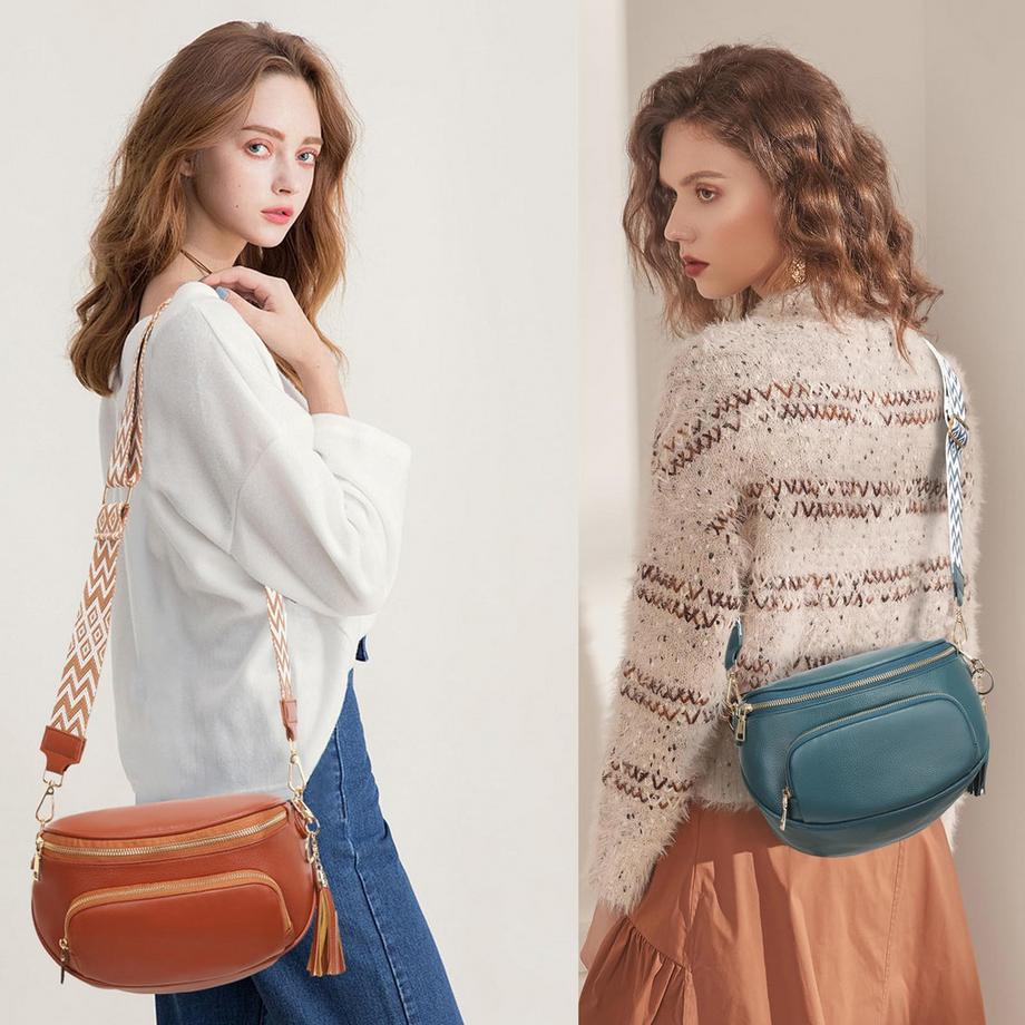 Only-bags.store Grosse Umhängetasche aus vegannischem Leder mit RFID-Blockierung  
