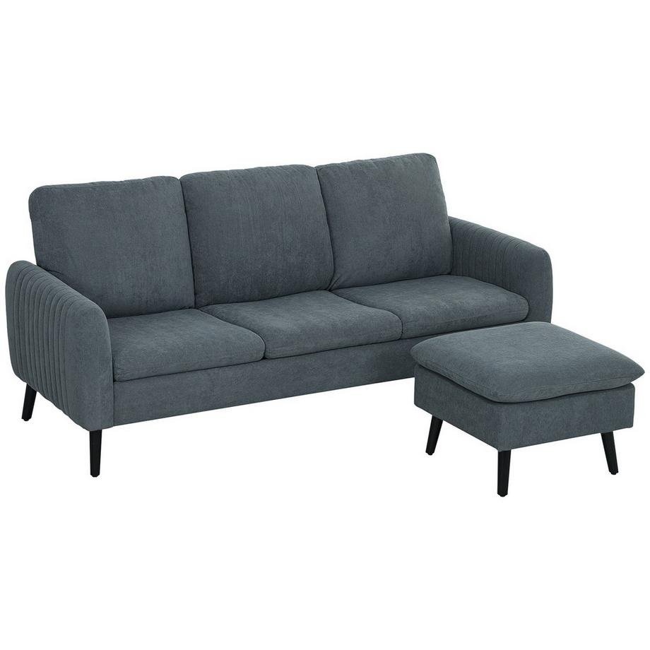 Divano angolare con funzione letto, divano con poggiapiedi, 3 cuscini decorativi, divano angolare, divano a L per soggiorno, camera da letto, 196 x 140 x 88 cm, grigio Aosom
