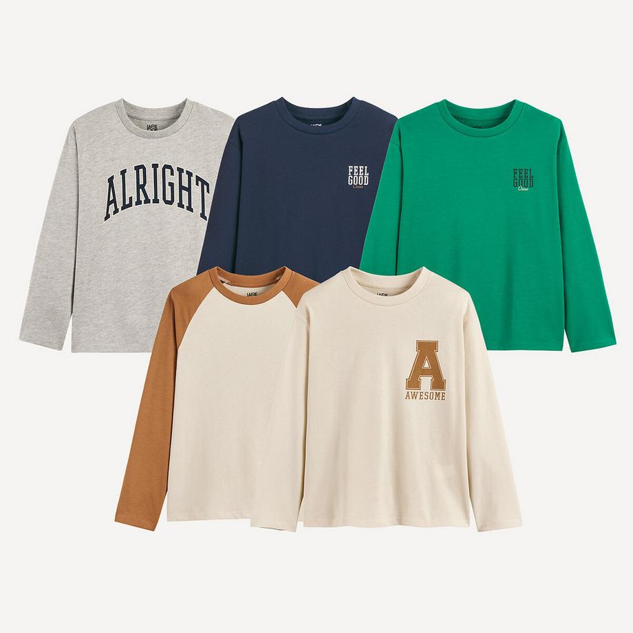 La Redoute Collections  Lot de 5 t-shirts manches longues imprimé&nbsp; 