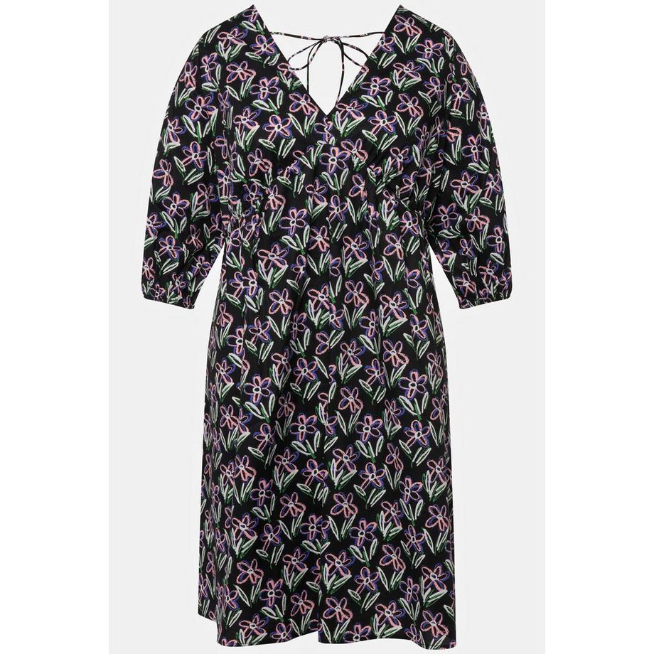 Studio Untold Mini A-Linien Blumenkleid mit V-Ausschnitt und weiten 3/4-Ärmeln  