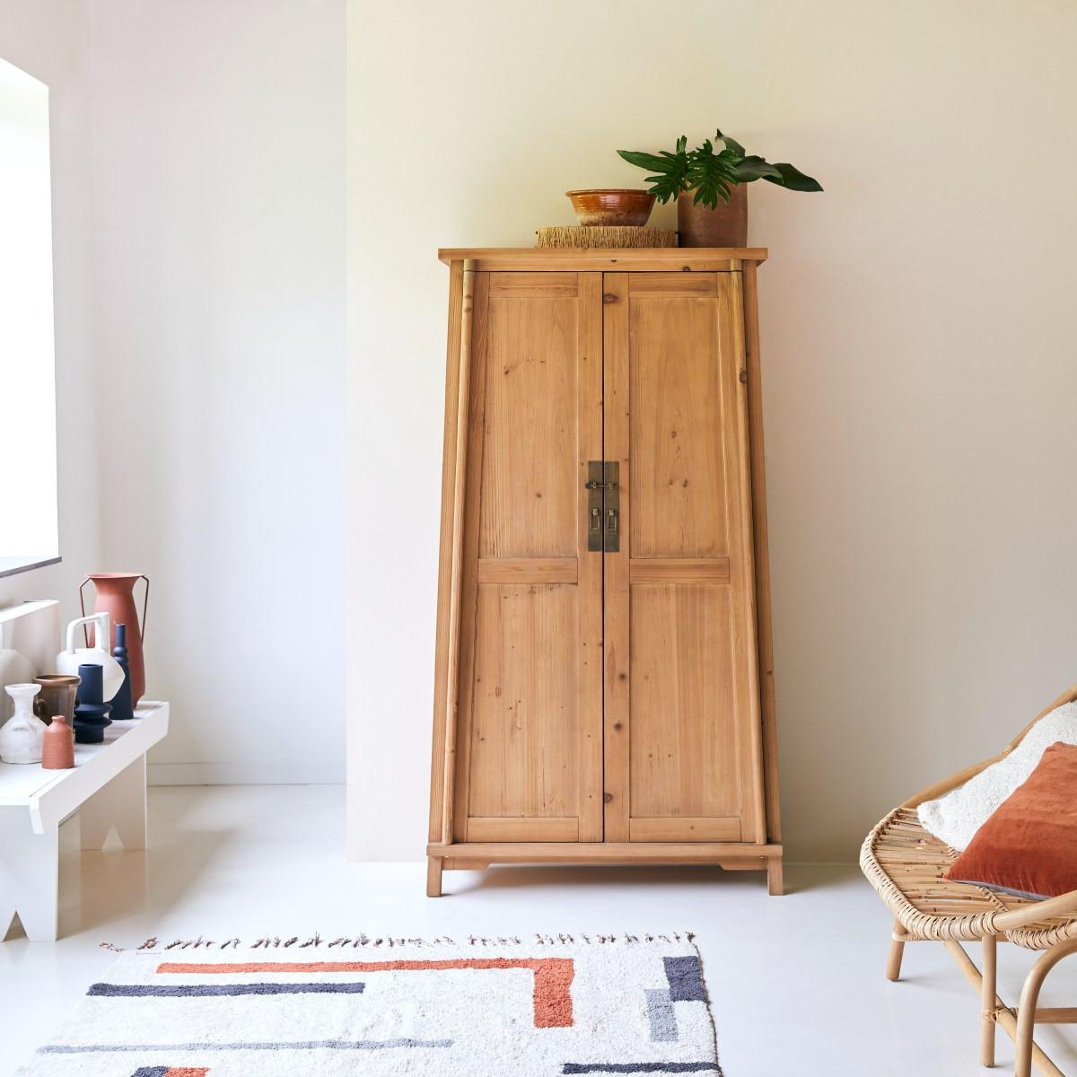 Tikamoon Armoire de rangement en pin massif recyclé Yuki  