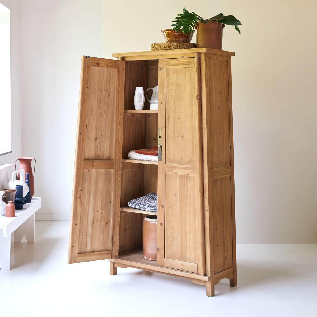 Tikamoon Armoire de rangement en pin massif recyclé Yuki  