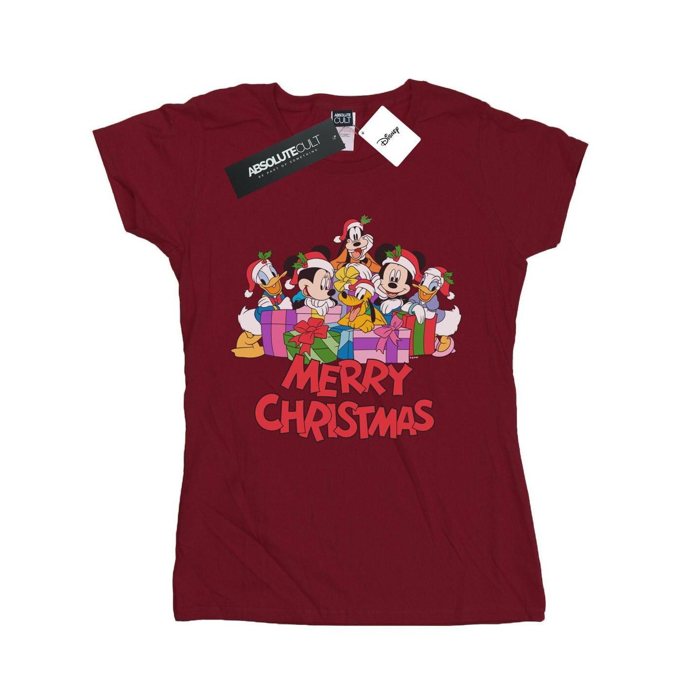 Image of Mickey Mouse And Friends Christmas Tshirt Damen Weinrot S
