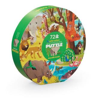 Round Box Puzzle, Wild Safari 72 pcs, Crocodile Creek