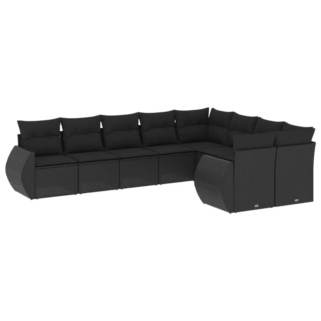 VidaXL - set divano da giardino Polirattan, One Size, Nero