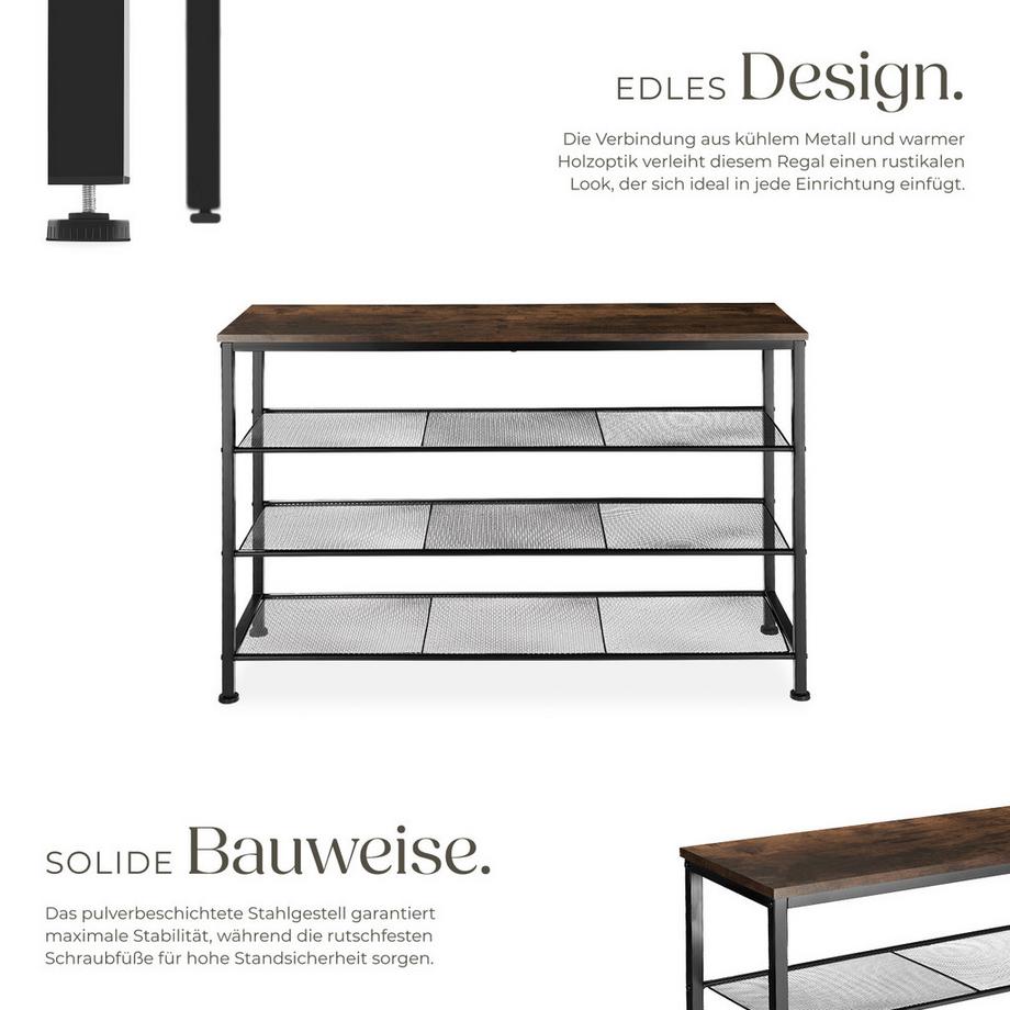 Tectake Schuhregal Portsmouth Industrial Style Holz und Stahl  