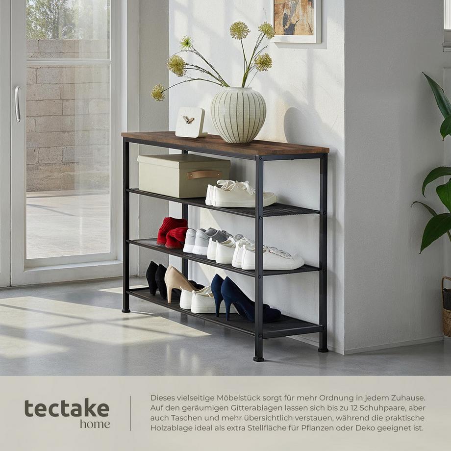 Tectake Schuhregal Portsmouth Industrial Style Holz und Stahl  