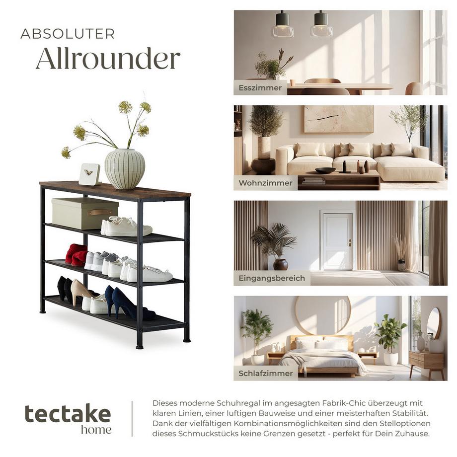 Tectake Schuhregal Portsmouth Industrial Style Holz und Stahl  