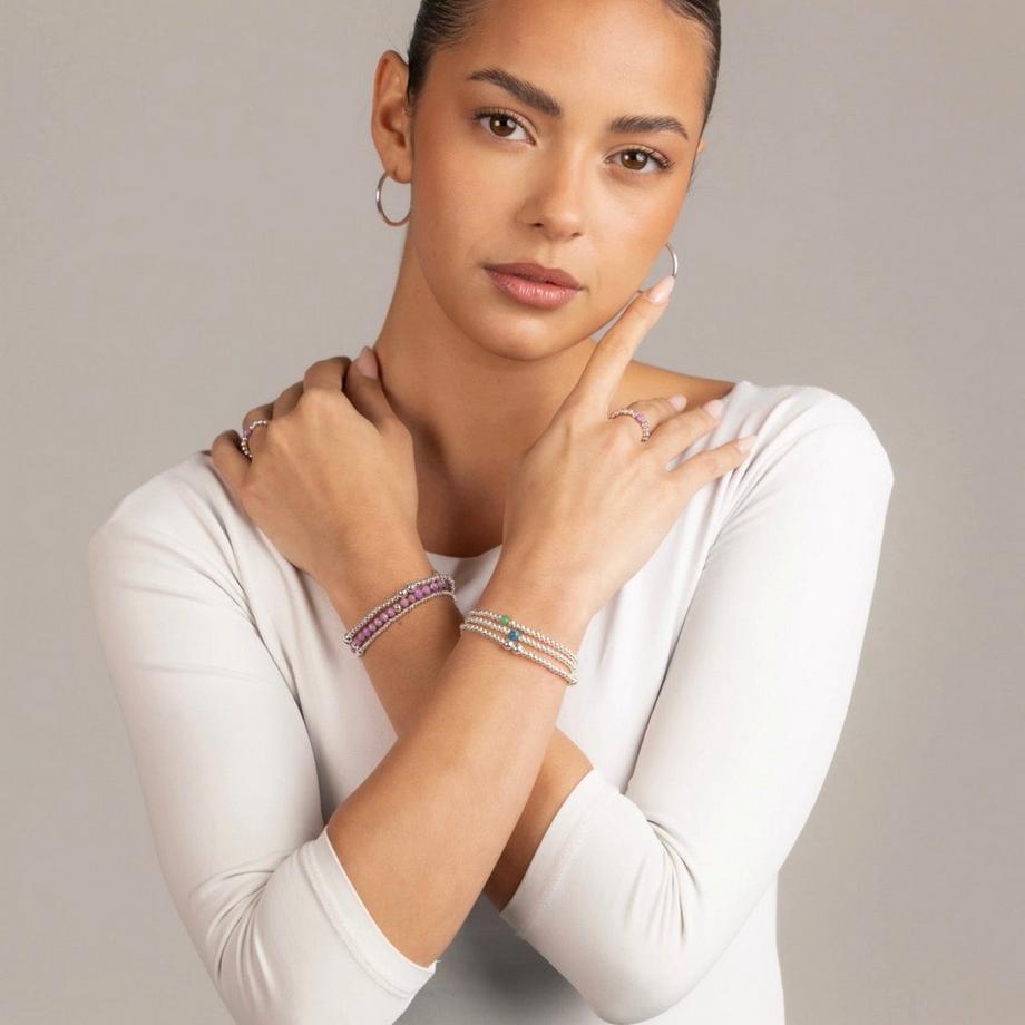 Balibay  Alwa Stretch Armband mit Phosphosiderit Steinen & Silber 