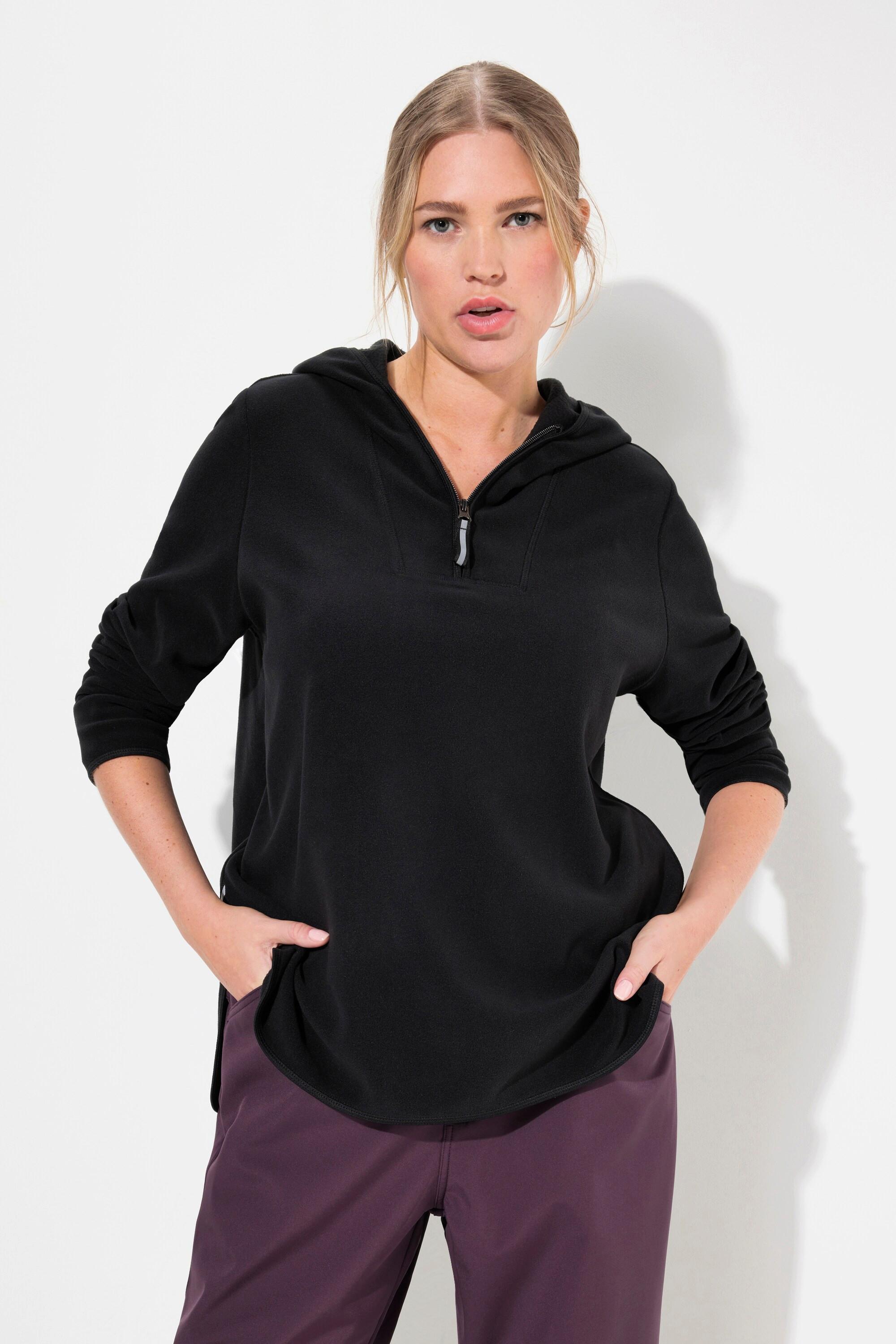 Ulla Popken  Fleece-Troyer, kurz, Oversized, Kapuze, Langarm, recycelt 