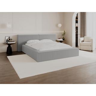 PASCAL MORABITO Lit coffre 160 x 200 cm - Velours côtelé - Gris clair + Matelas - TIMANO de Pascal Morabito  