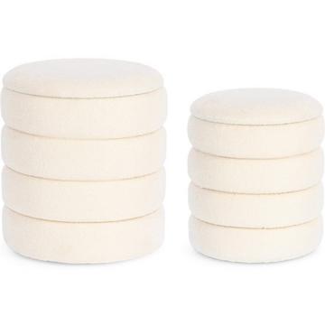 Pouf avec récipient Katerina blanc (lot de 2)