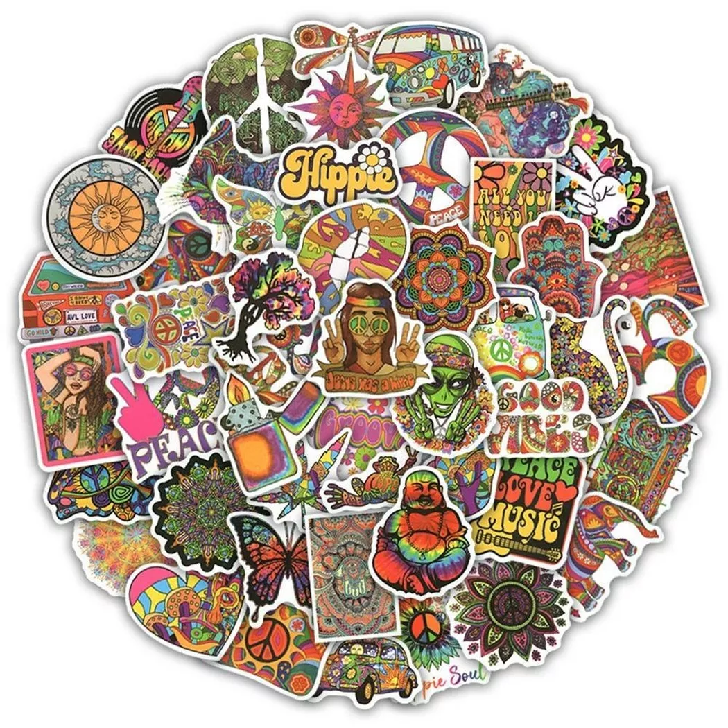 Gameloot - 50 Aufkleber mit psychedelischen Motiven, One Size